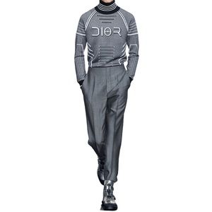 DIOR X SORAYAMA GRAY LOGO TURTLENECK SWEATER SIZE S